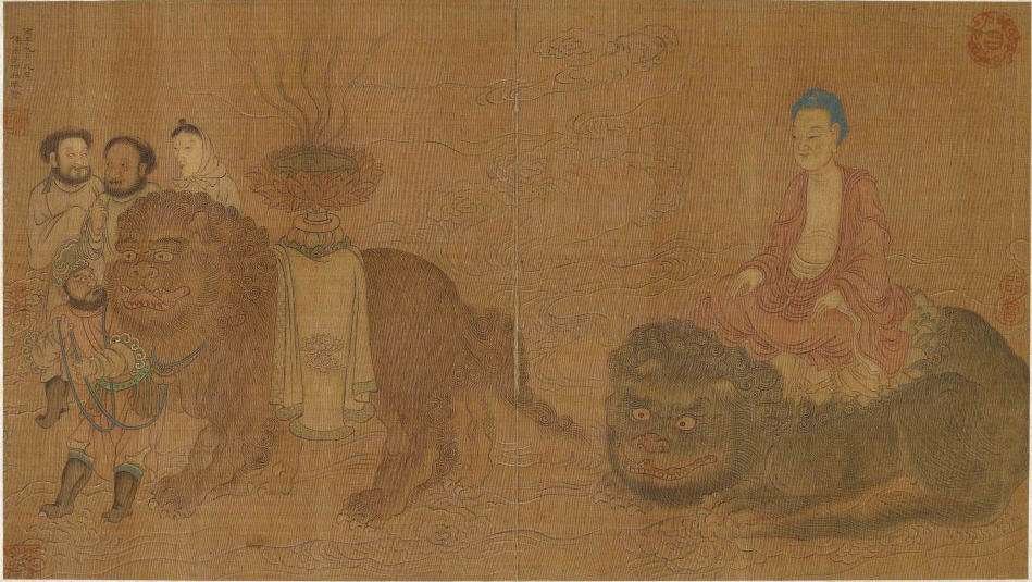 美国馆藏清代精美佛画 如来狮子